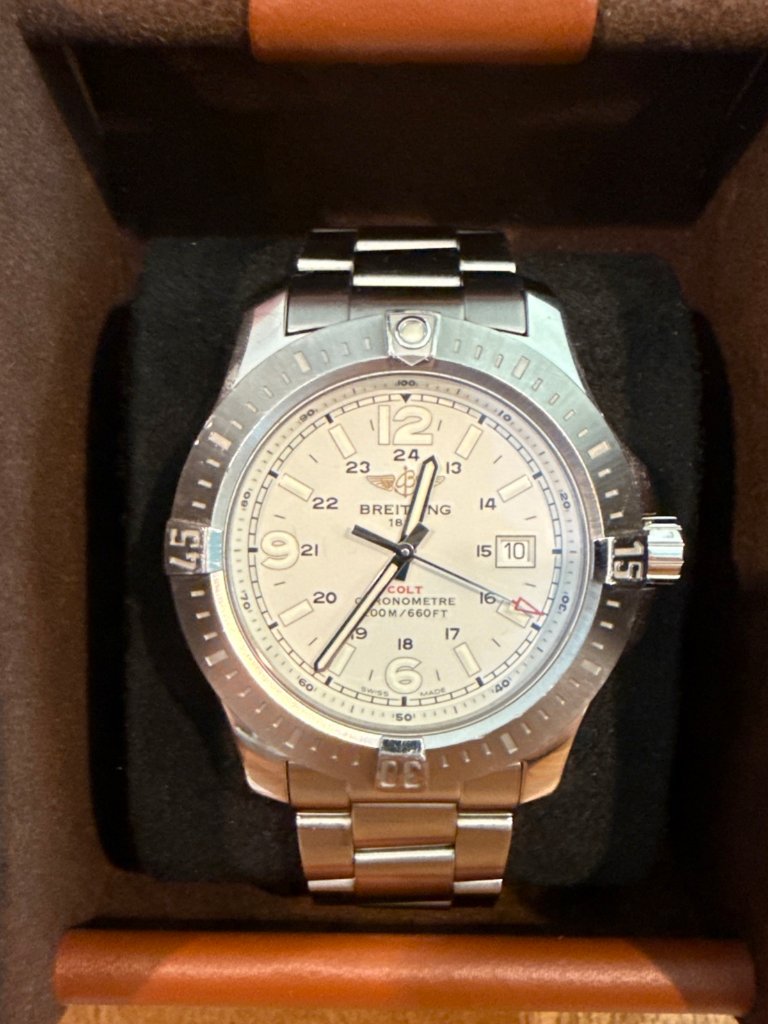 Breitling Colt Chronometer Arctic White Dial Mens 44mm Super Quartz Discontinued